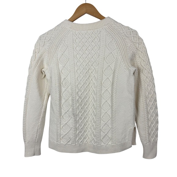 J.Crew Women's‎ Cable Knit Cotton Crewneck Sweater, Ivory Cream, XS Extra Small - Picture 4 of 8